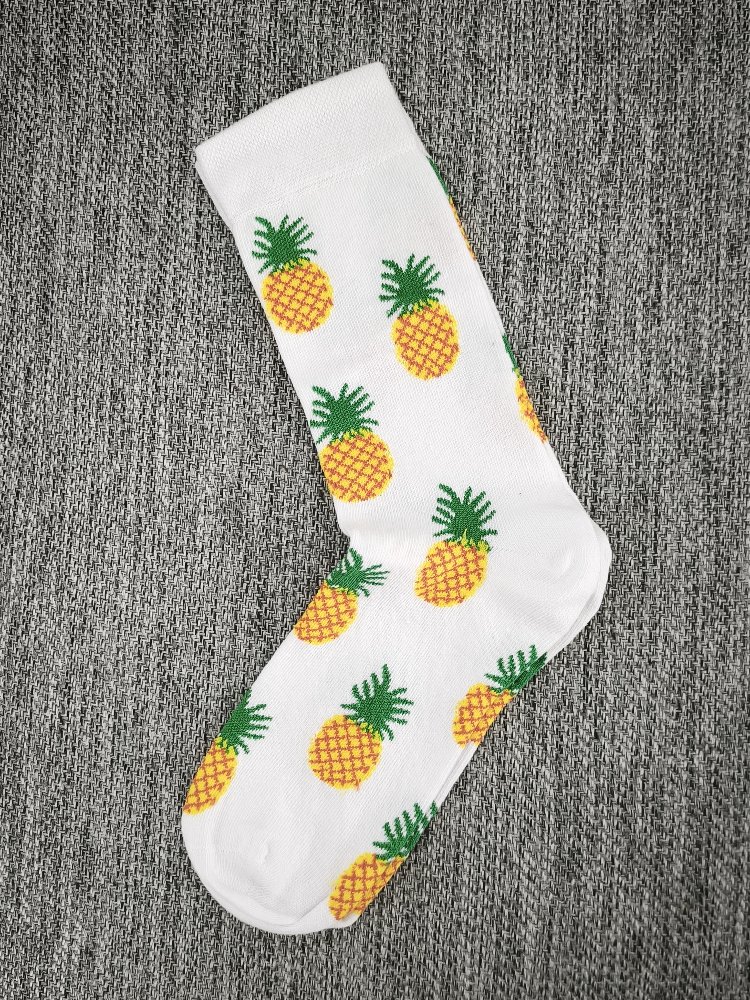 Ananas Desenli Beyaz Renkli çorap