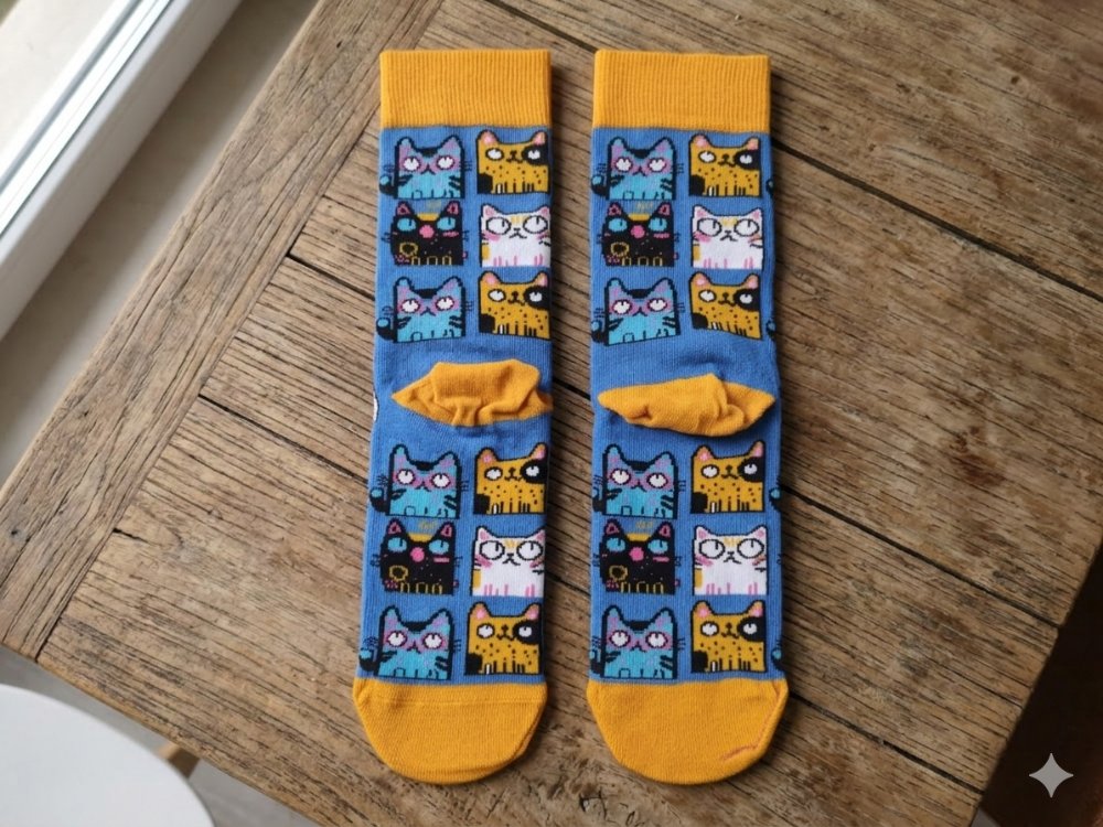 Retro Kedi Soket Corap