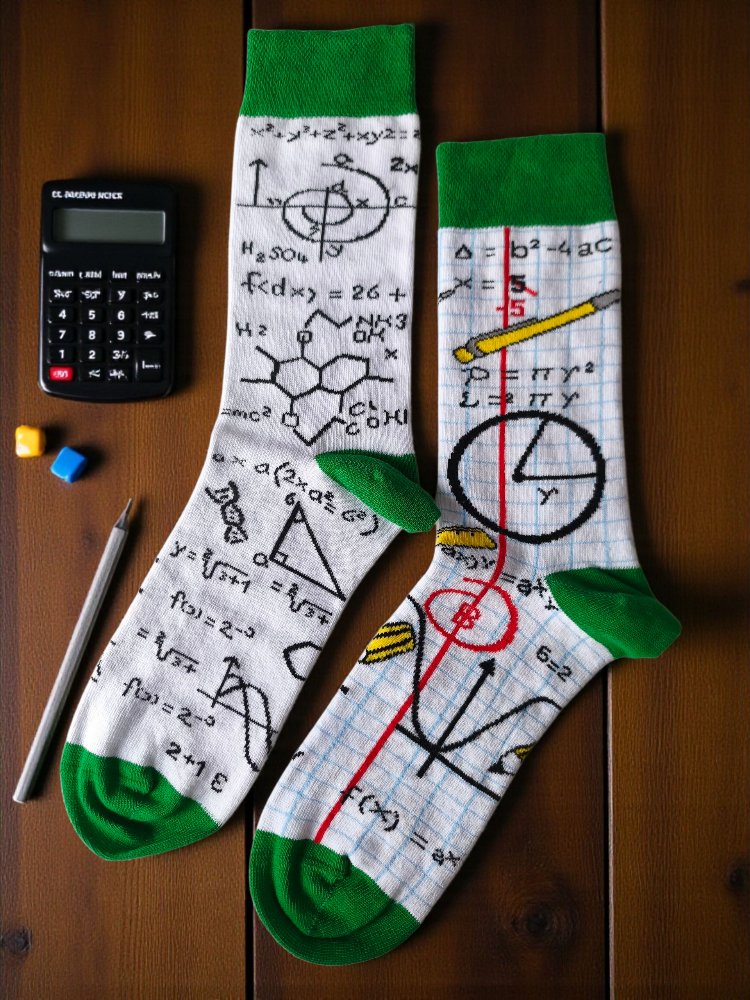 Sağ Sol Farklı Matematik Formüller Desenli Çorap