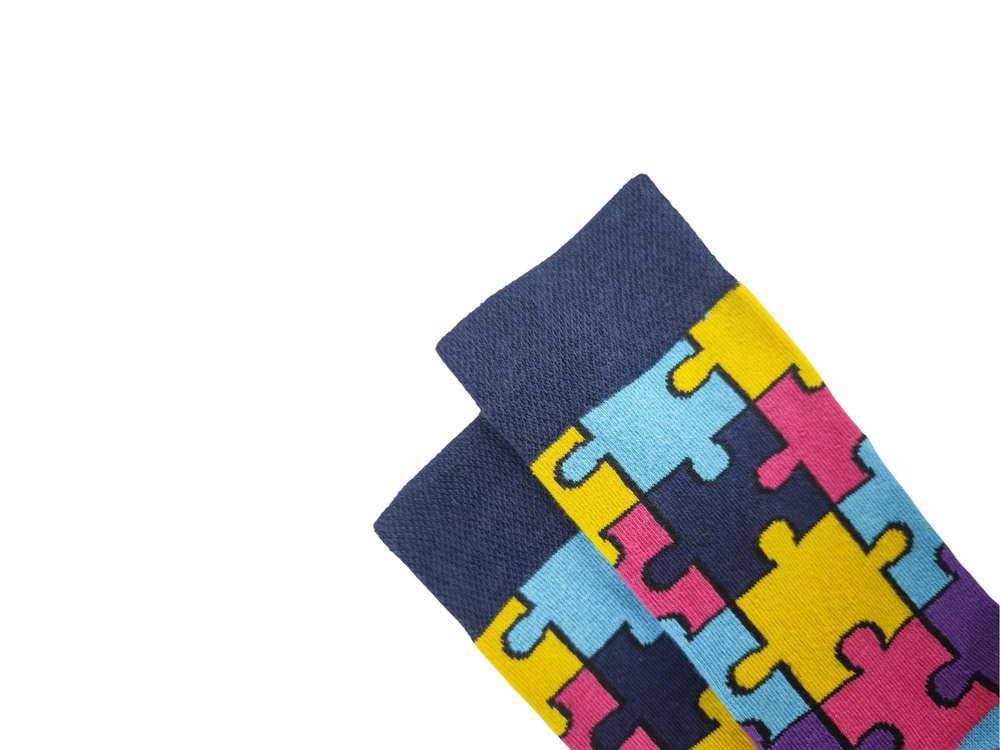 Puzzle Desenli Renkli Çorap