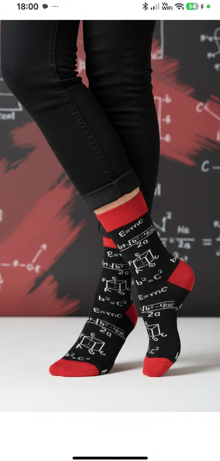 Matematik Formüller Desenli Soket Çorap