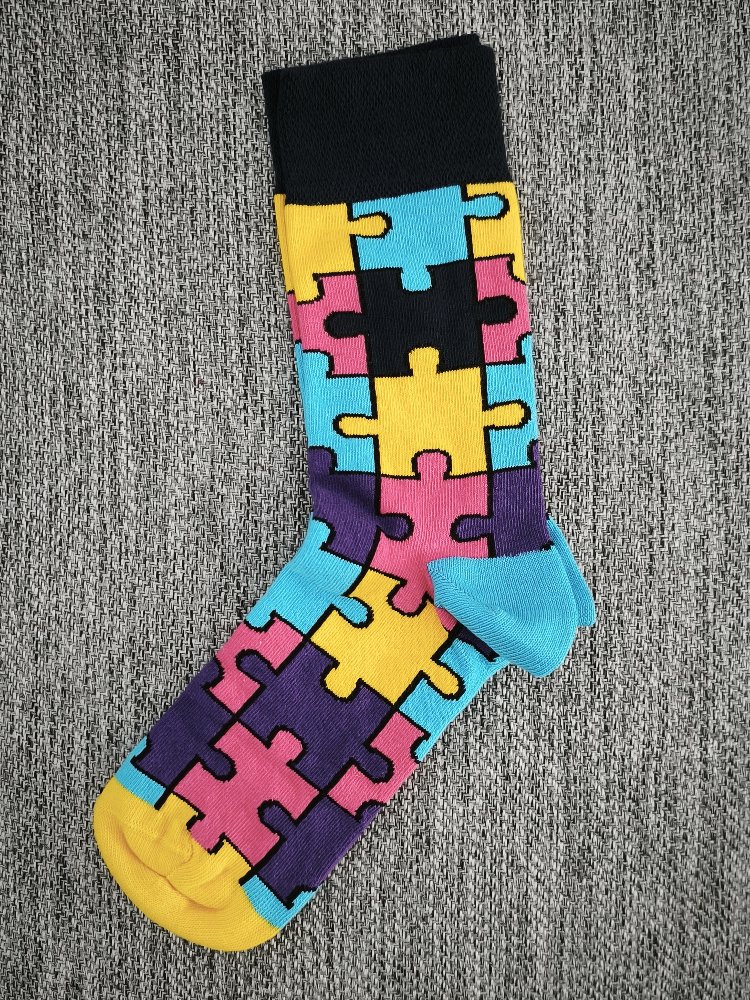 Puzzle Desenli Renkli Çorap