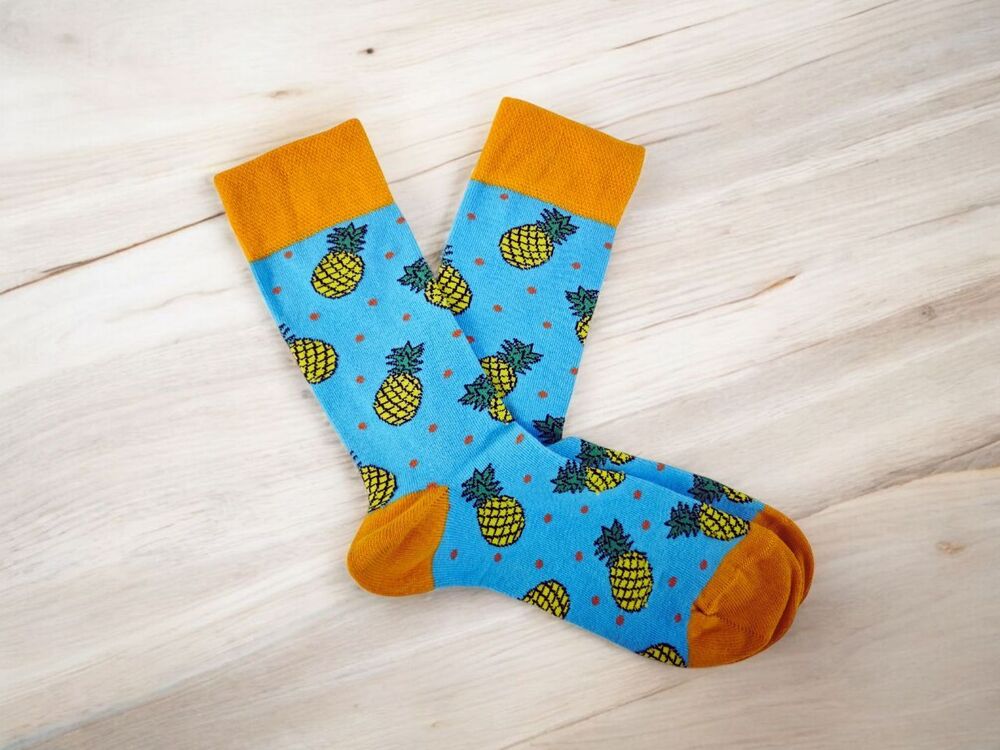 Ananas Desenli Turkuaz Çorap