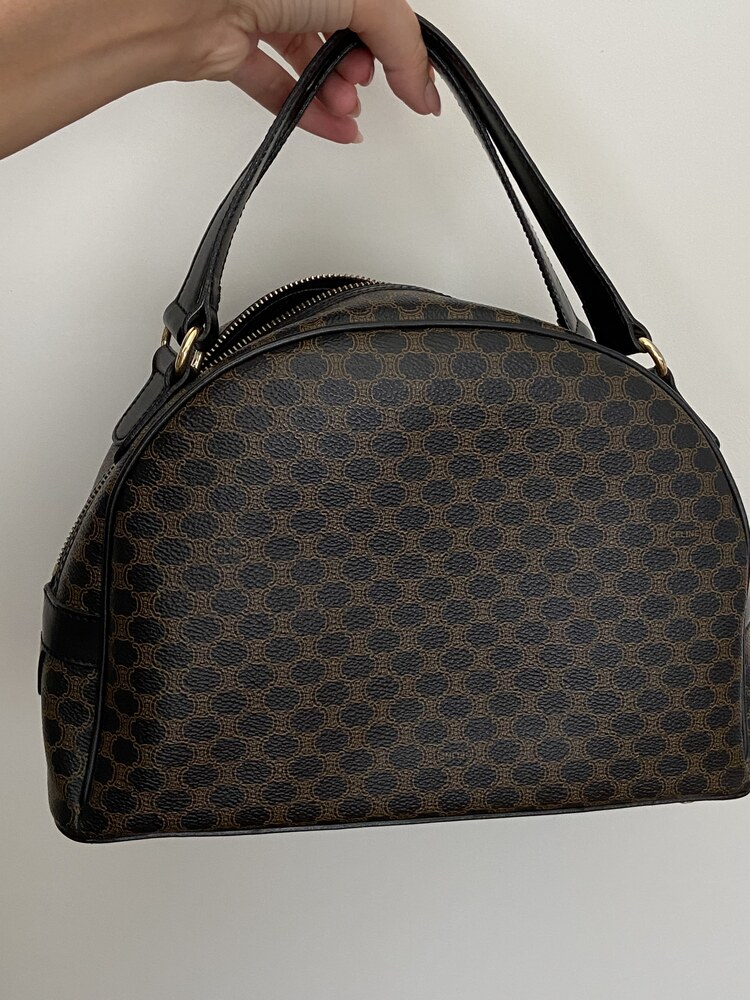Celine Vintage Macadam Half Moon Çanta