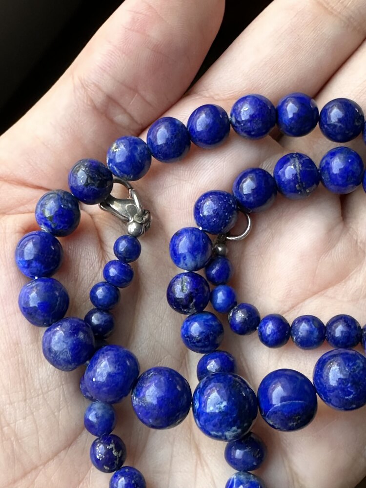  Vintage Gümüş Aksamlı Lapis Lazuli Kolye
