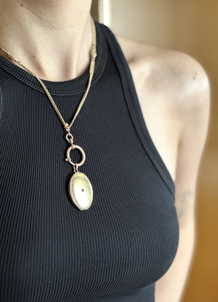 1900s Victoryen Köstekli Saat Zinciri Locket Kolye