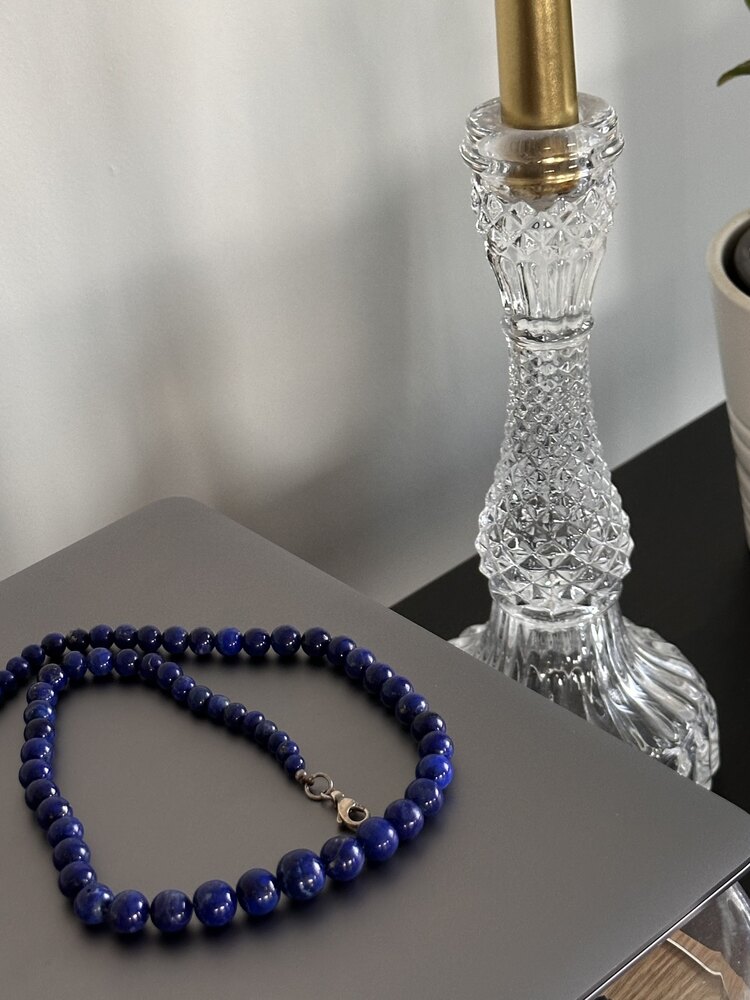  Vintage Gümüş Aksamlı Lapis Lazuli Kolye