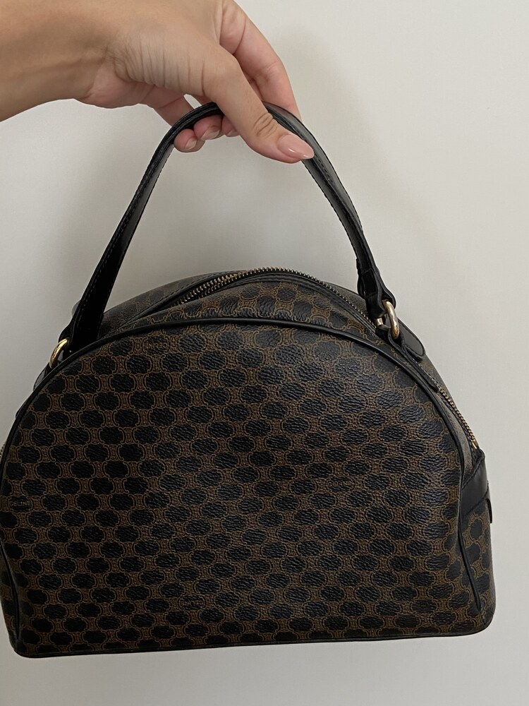 Celine Vintage Macadam Half Moon Çanta