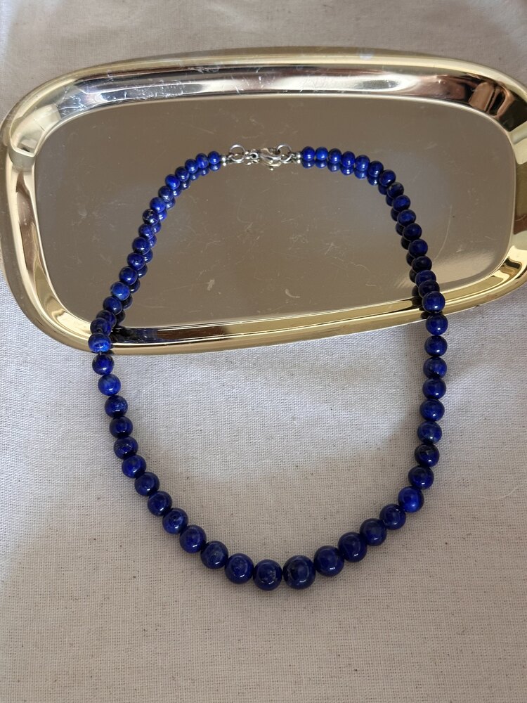  Vintage Gümüş Aksamlı Lapis Lazuli Kolye
