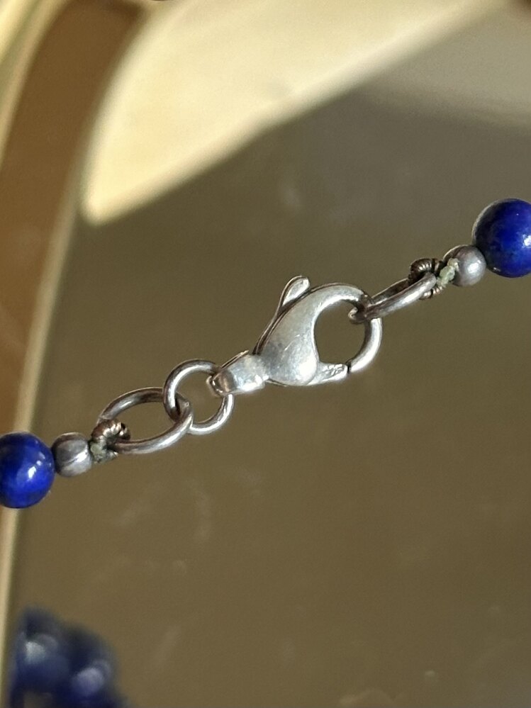  Vintage Gümüş Aksamlı Lapis Lazuli Kolye