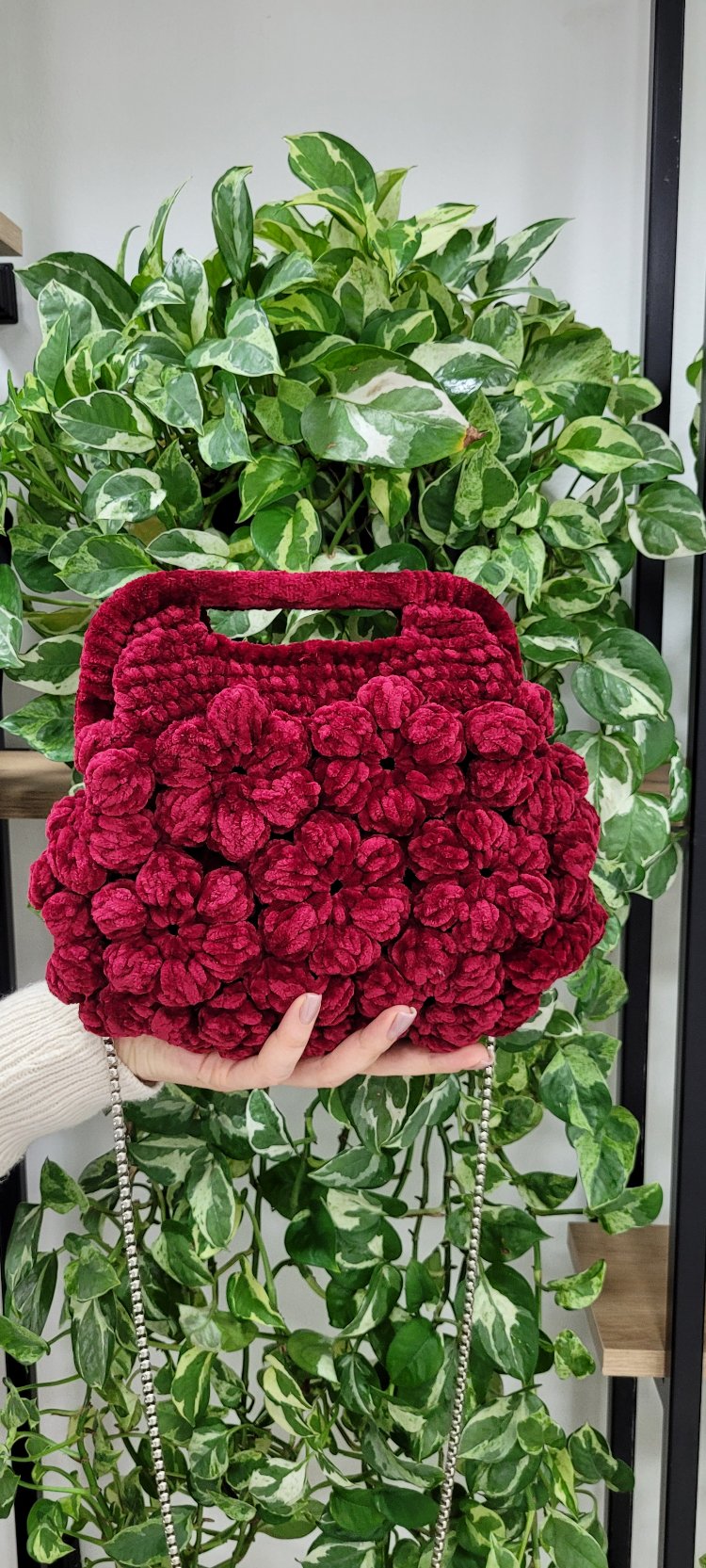 Bordo cicekli çanta