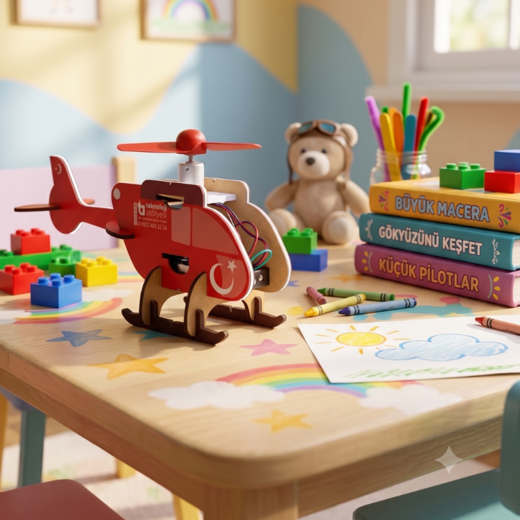 Ahşap Helikopter STEM Maker Deney Seti