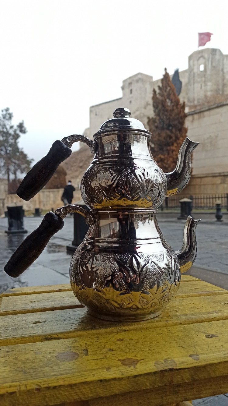 BÜYÜK BOY NİKEL KAPLAMA BAKIR ÇAYDANLIK(BASKI DESEN)