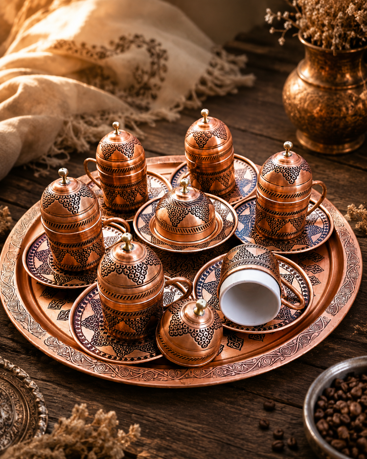 El İşçiliği Bakır Fincan Takımı – 6 Kişilik