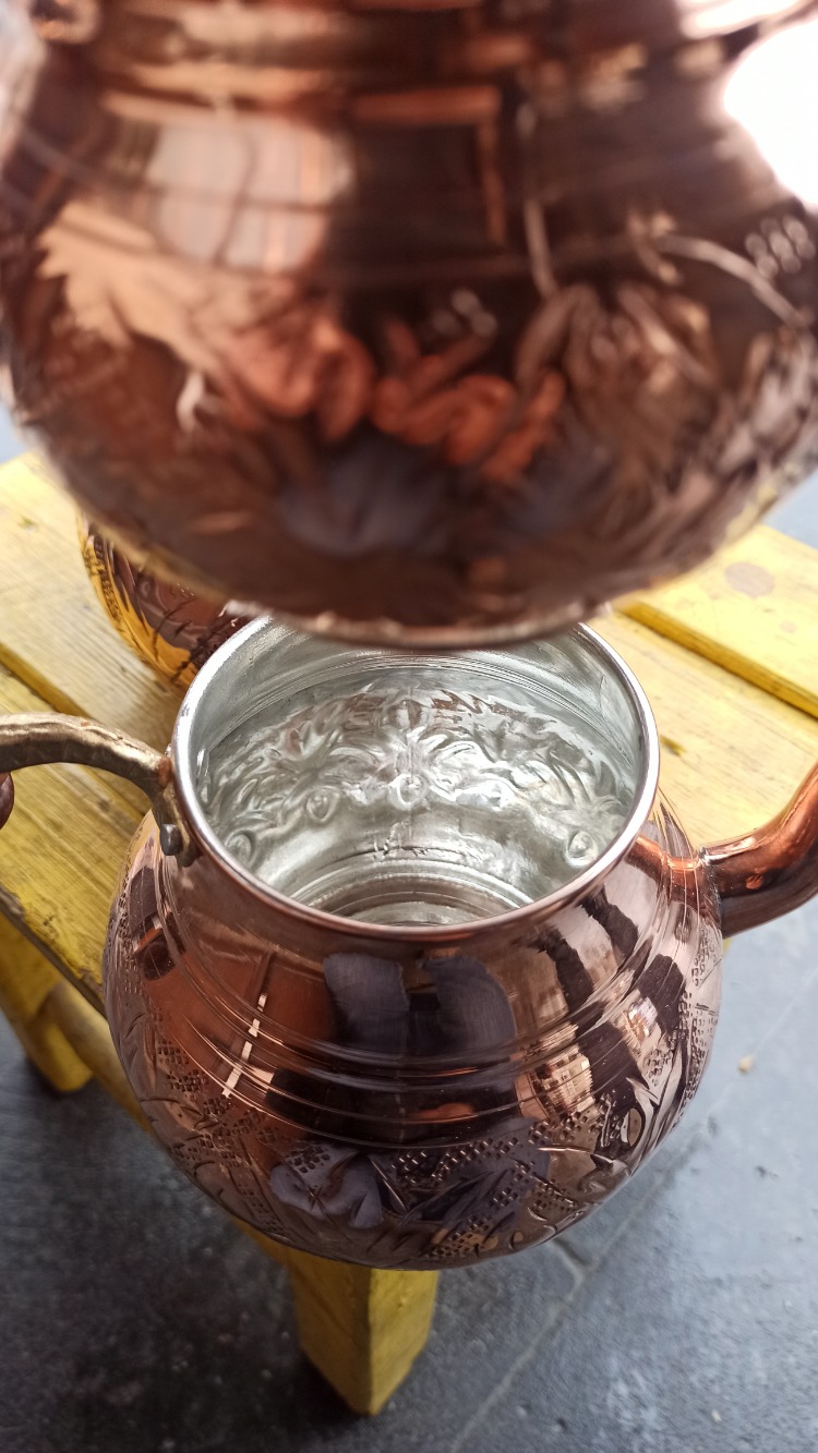 BÜYÜK BOY KIRMIZI BAKIR ÇAYDANLIK(BASKI DESEN)