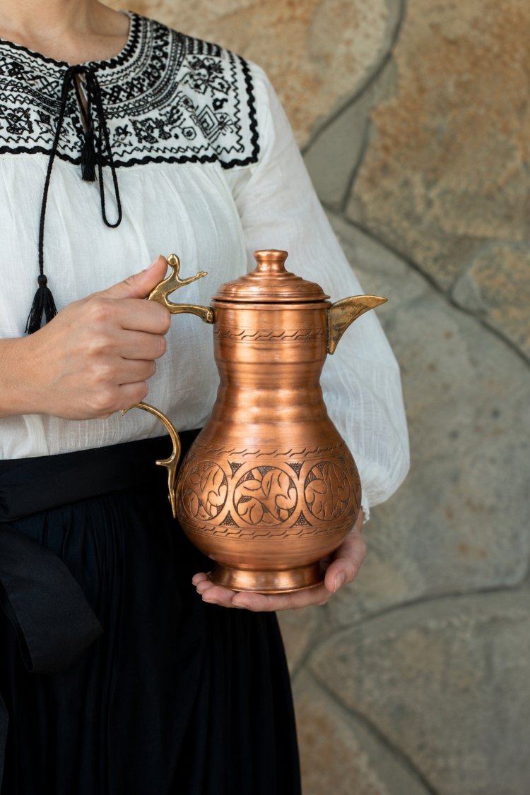 El İşlemeli Otantik Bakır Sürahi 1.9 Litre – Gaziantep El Yapımı Kalaylı Dekoratif