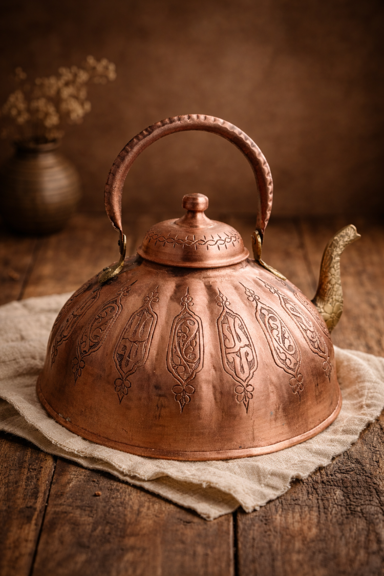 Tamamen El Yapımı Bakır Çaydanlık | Özel Tasarım | 2 Litre