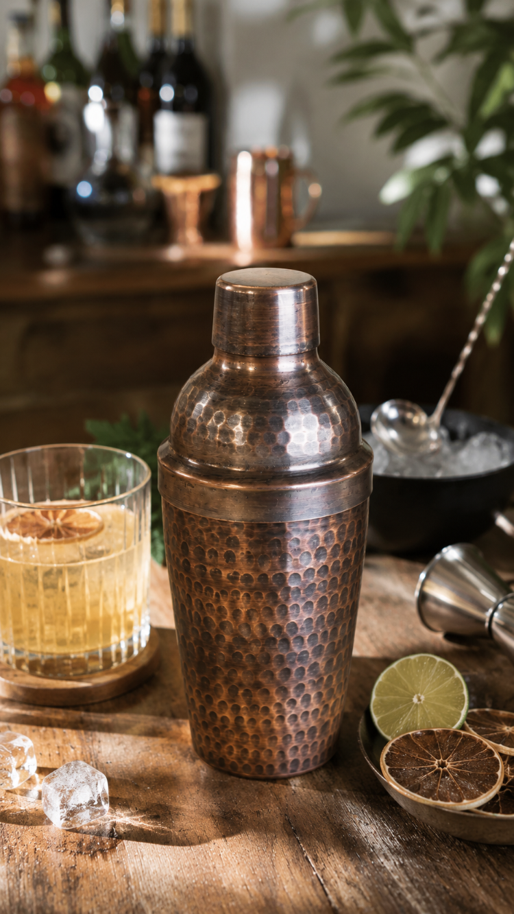 El Yapımı Bakır Shaker 400 ml | Kokteyl Karıştırıcı | 17 cm