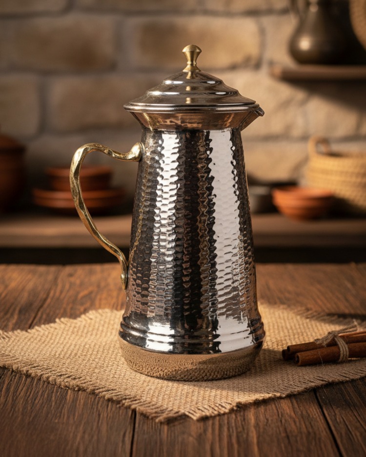 Bakır El Dövmeli Sürahi Kalaylı