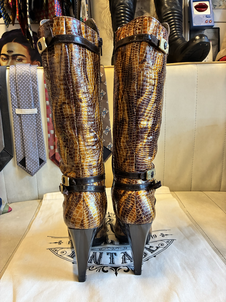 Crocodile Patent Leather Boots