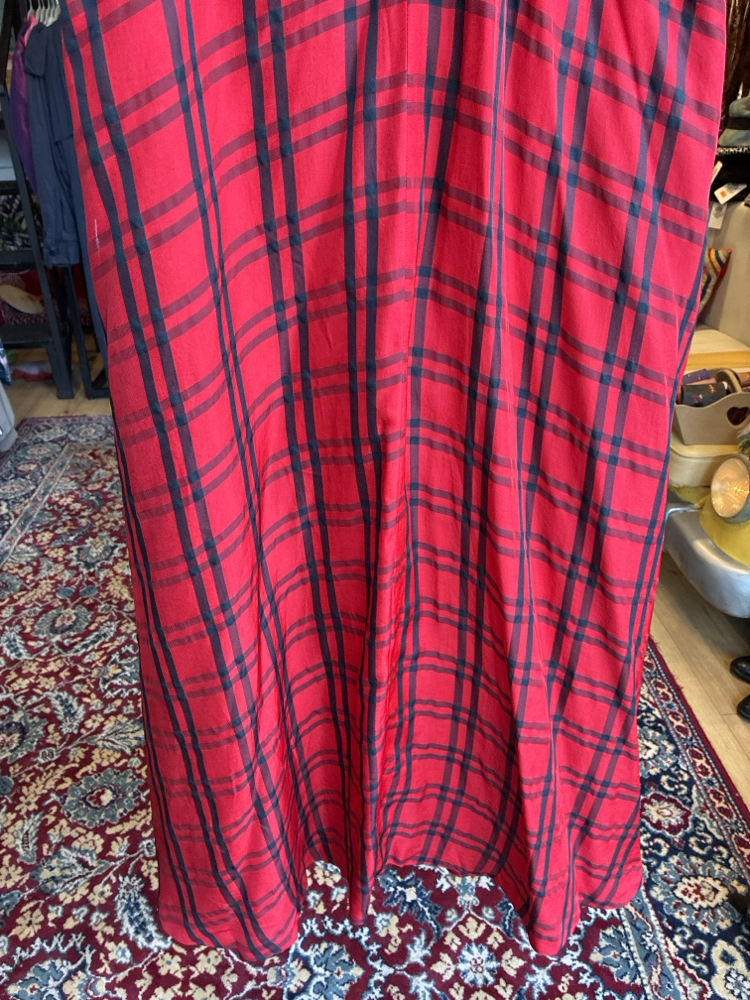90’s Red Plaid Maxi Skirt
