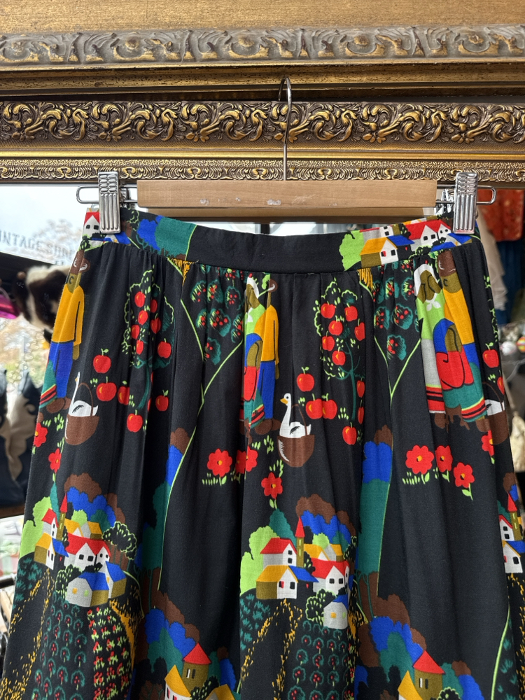 70’s Folk Art Village Print Skirt