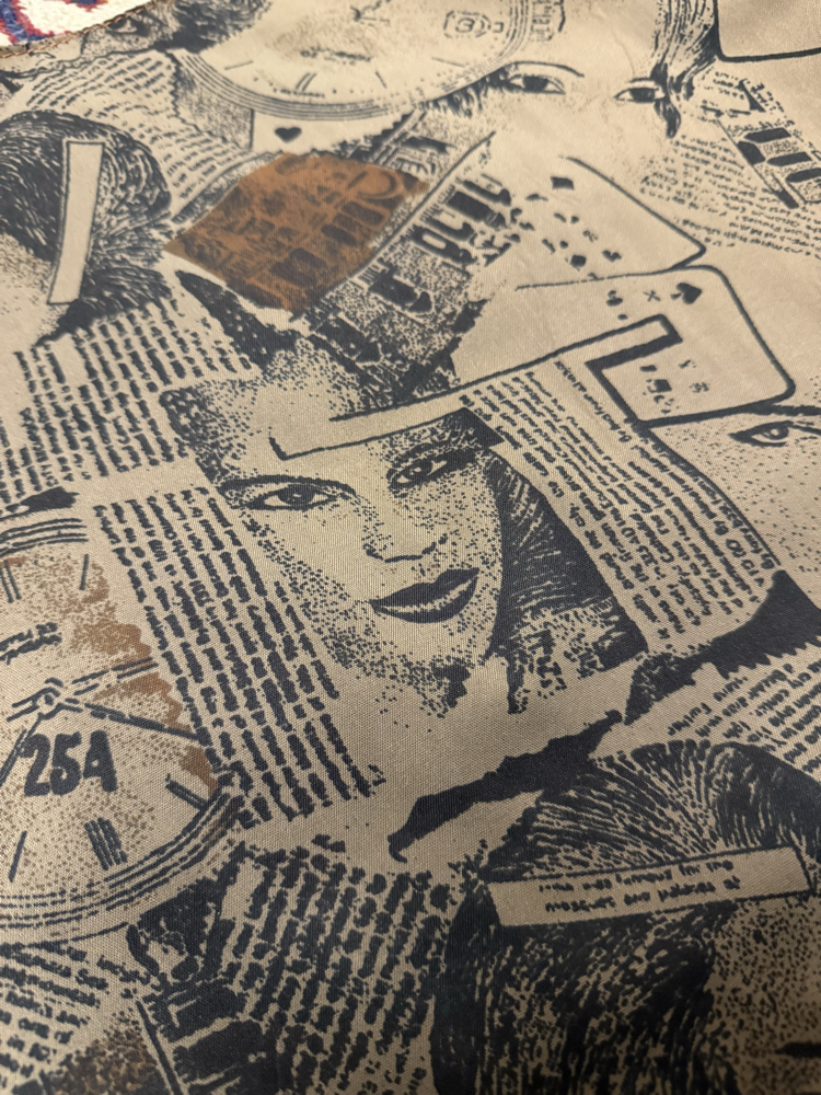 80's Suede Vest Newspaper Print