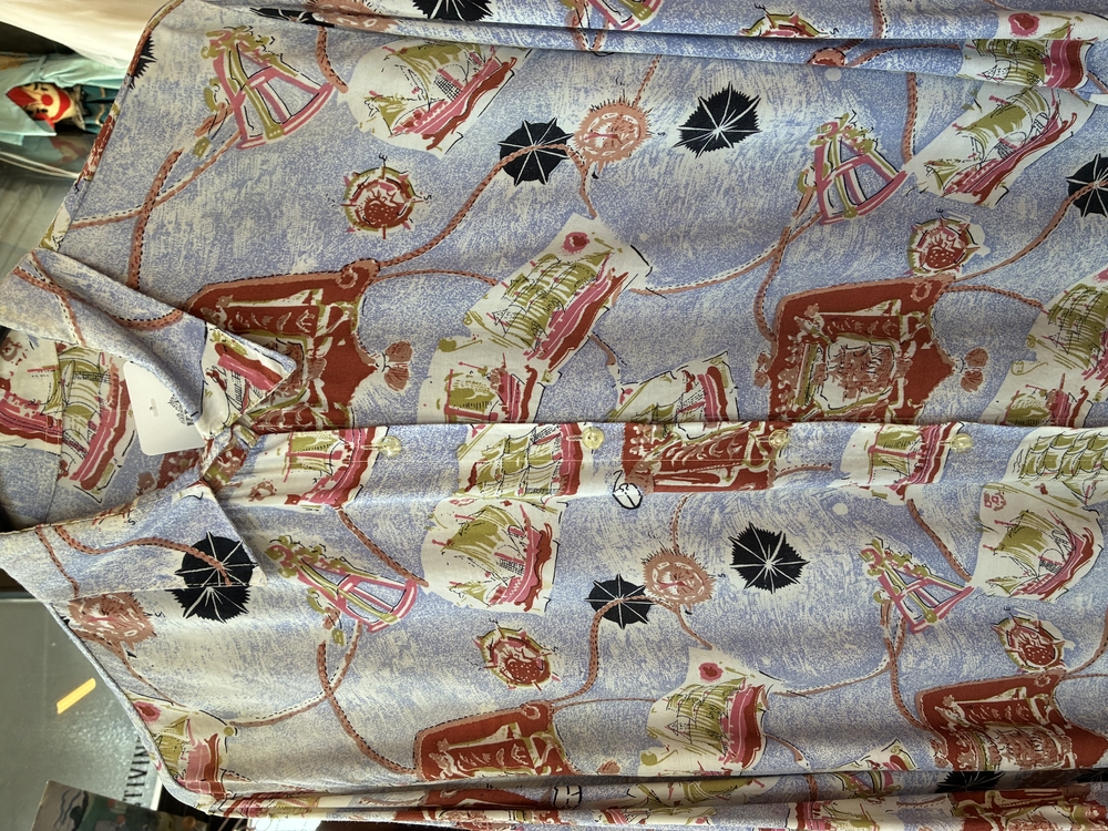 80’s Nautical Print Shirt – Sailing Ship & Compass Design
