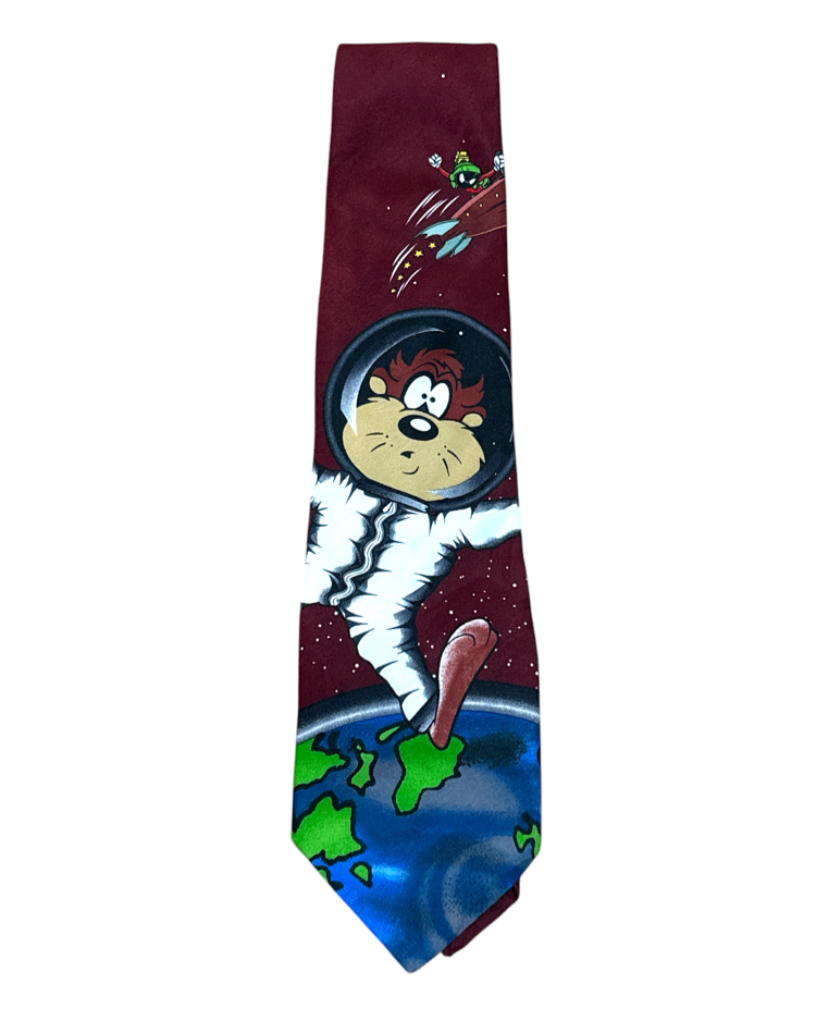 1999 Looney Tunes Marvin the Martian & Taz Space-Themed Tie
