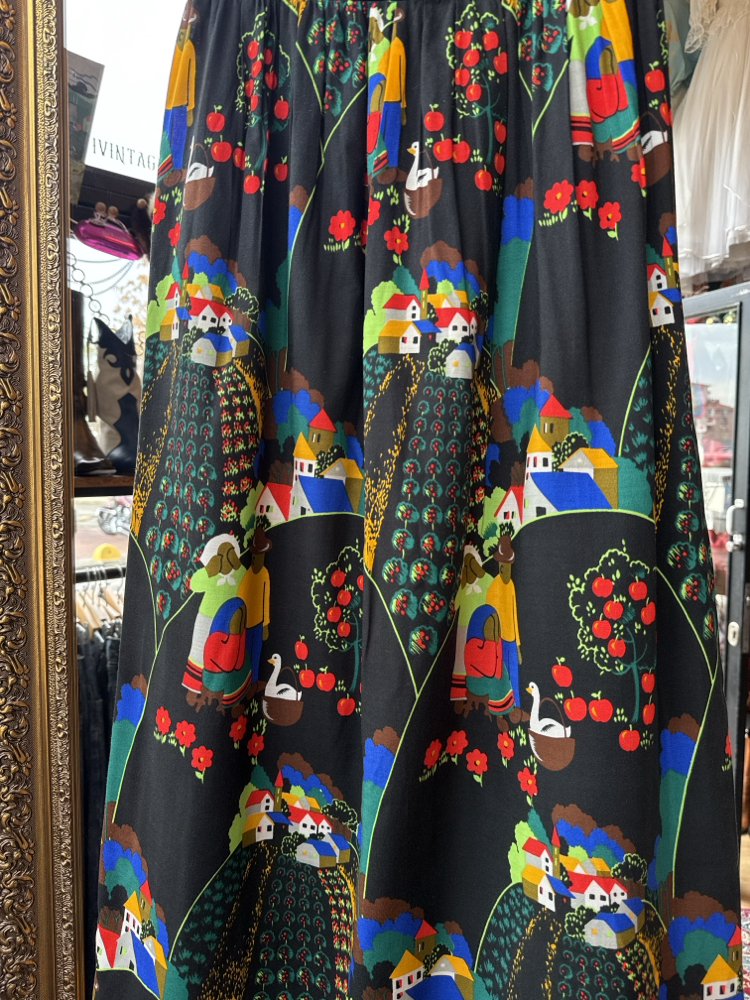 70’s Folk Art Village Print Skirt