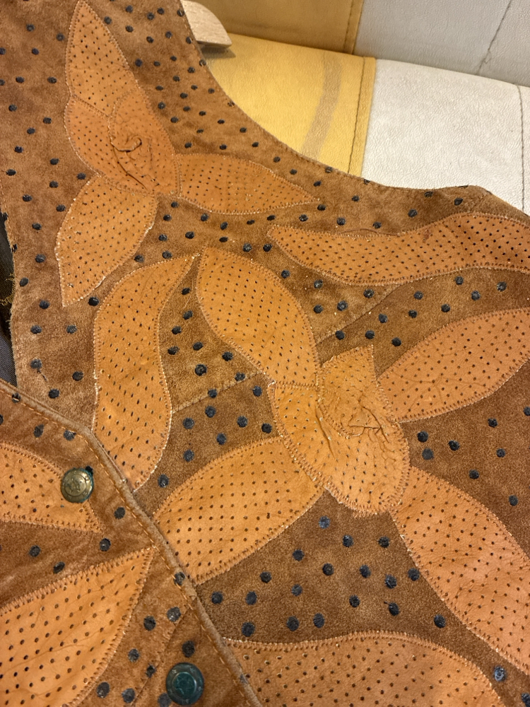 80's Earth Bloom Patchwork Leather Vest