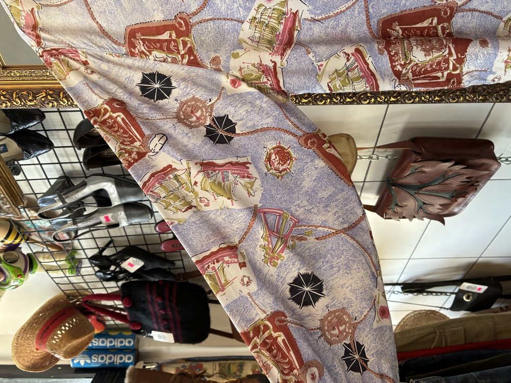 80’s Nautical Print Shirt – Sailing Ship & Compass Design