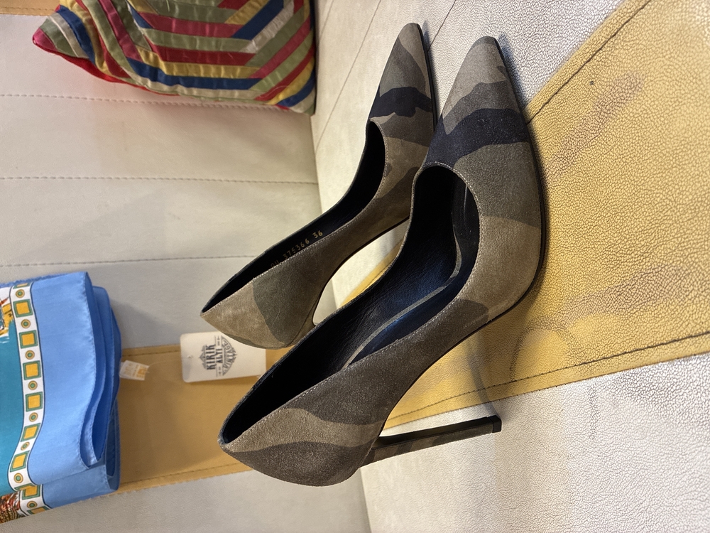 Saint Laurent Paris Camouflage Suede Stilettos