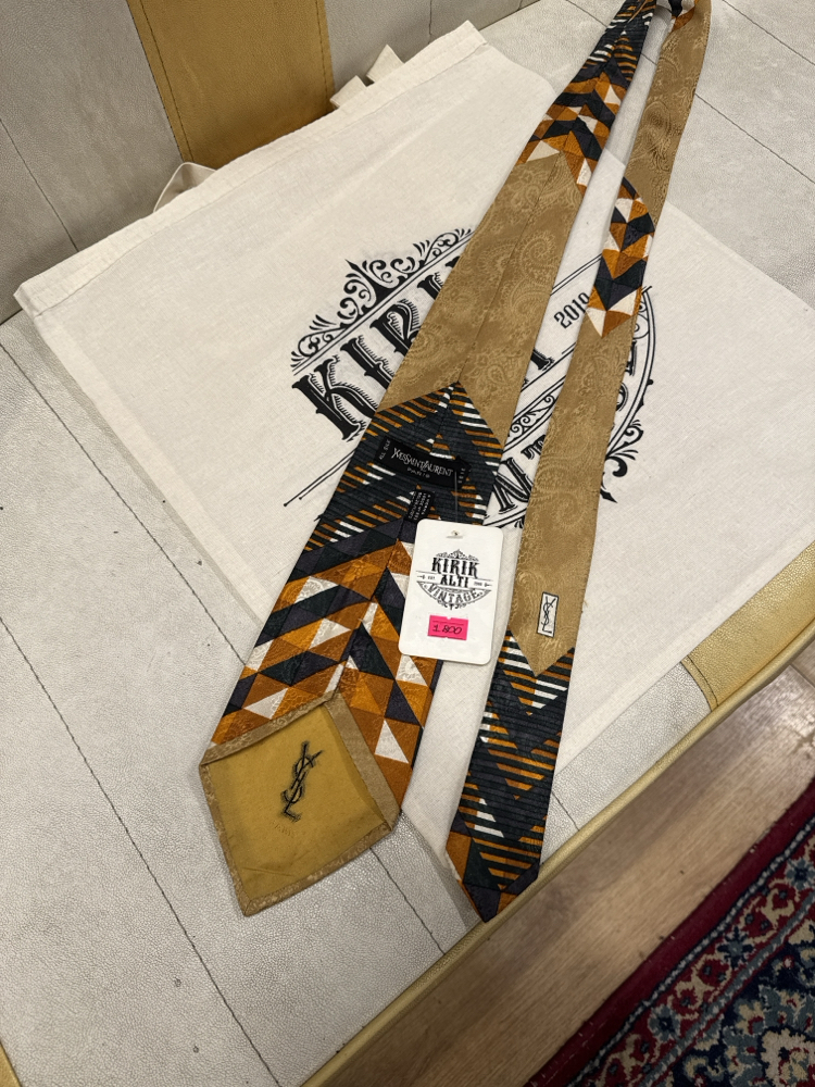 Yves Saint Laurent (YSL) Silk Tie - Made in Italy - Geometric & Paisley