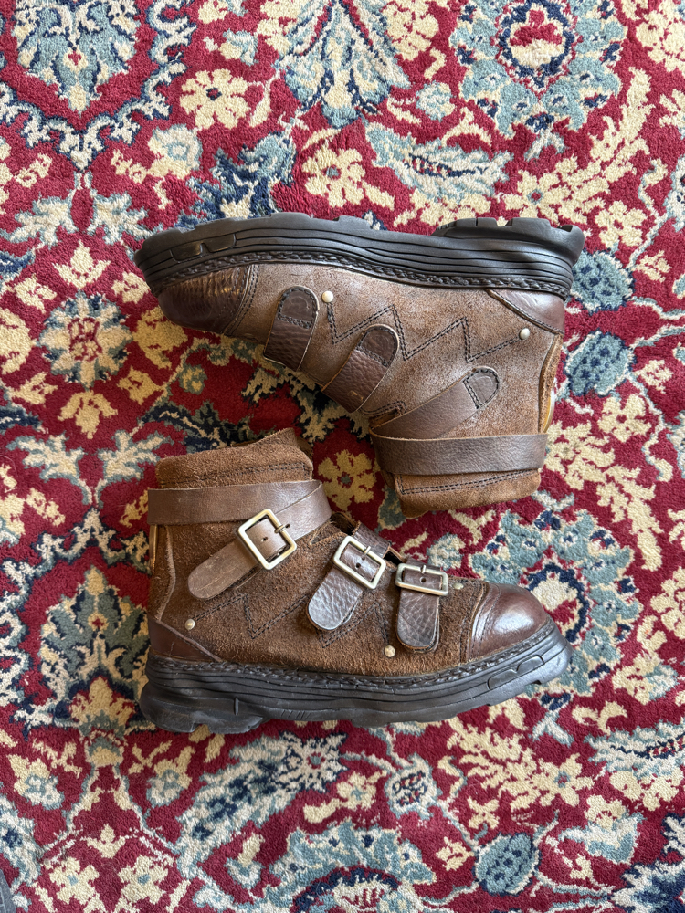 Xyloid "Mother of Invention" Brown Suede & Leather Buckled Boots