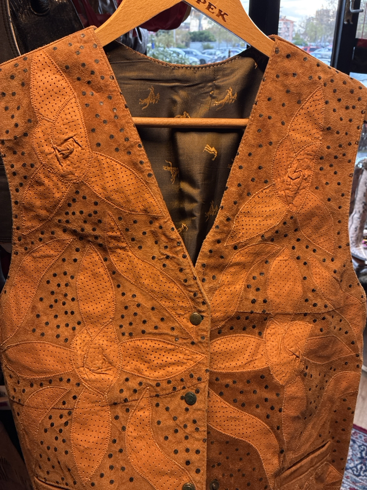80's Earth Bloom Patchwork Leather Vest