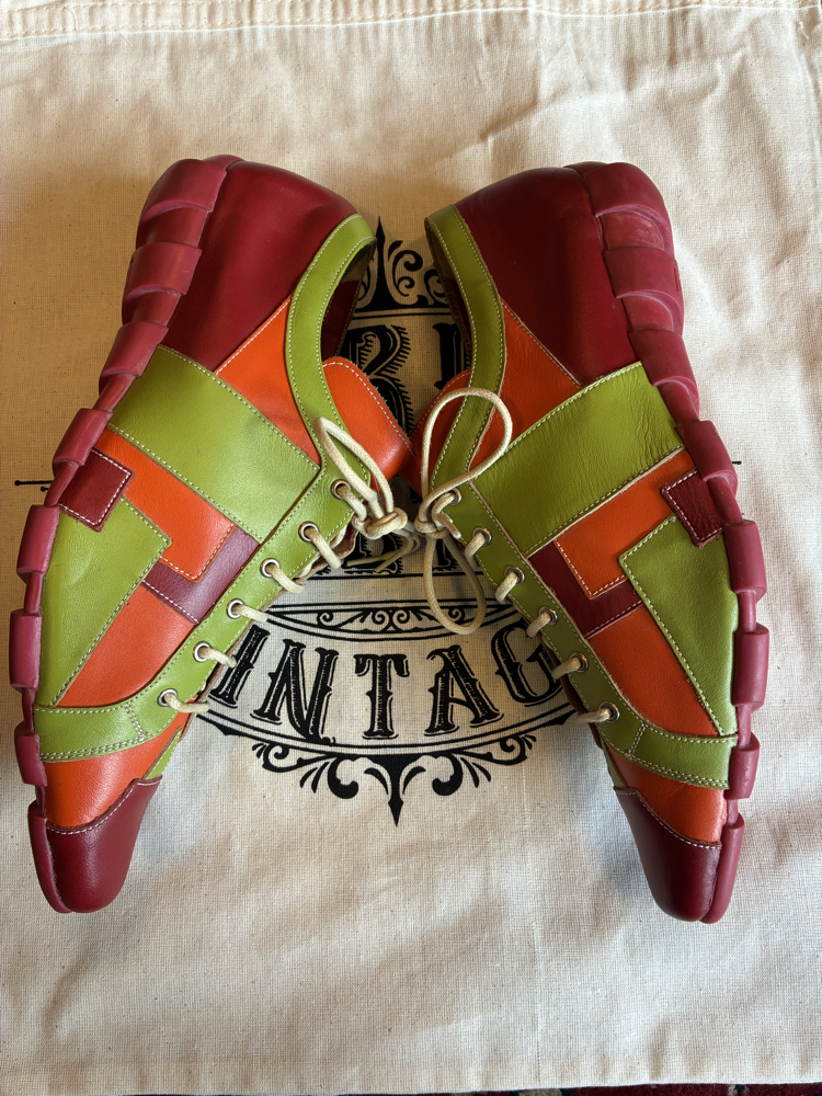 RARE 90's Karl Lagerfeld Colorblock Genuine Leather Shoes