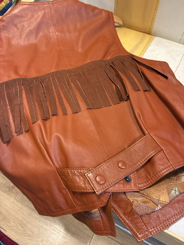 Rust Fringe Leather Western Vest