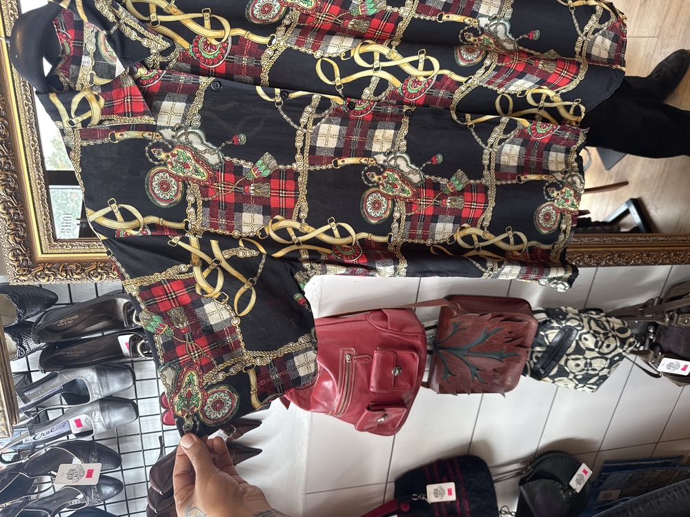 90’s Baroque Plaid Chain Print Shirt