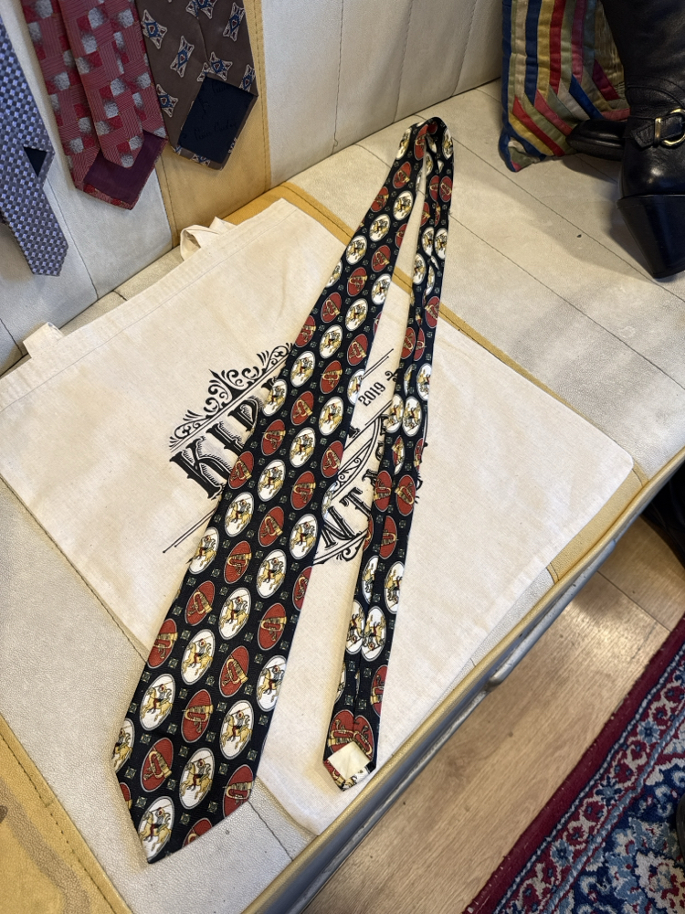 Fiorenzi Vincenzo Silk Made in Italy Equestrian Pattern Tie