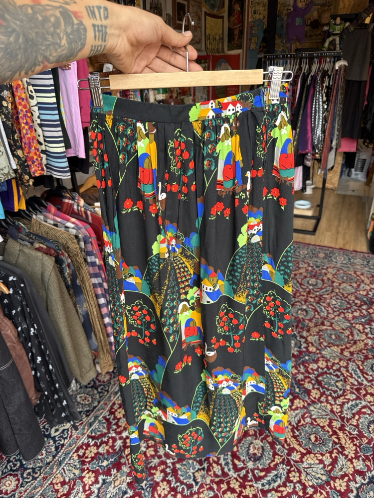 70’s Folk Art Village Print Skirt