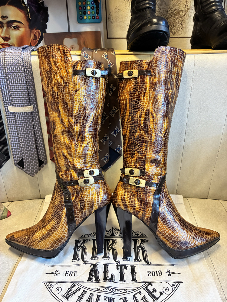 Crocodile Patent Leather Boots