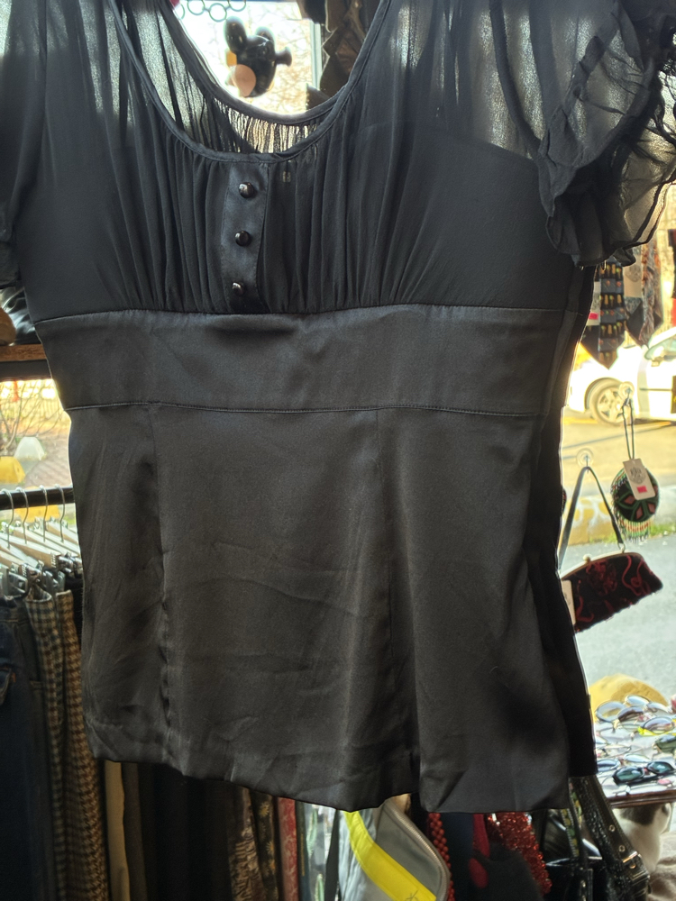 Black Satin&Silk Blouse