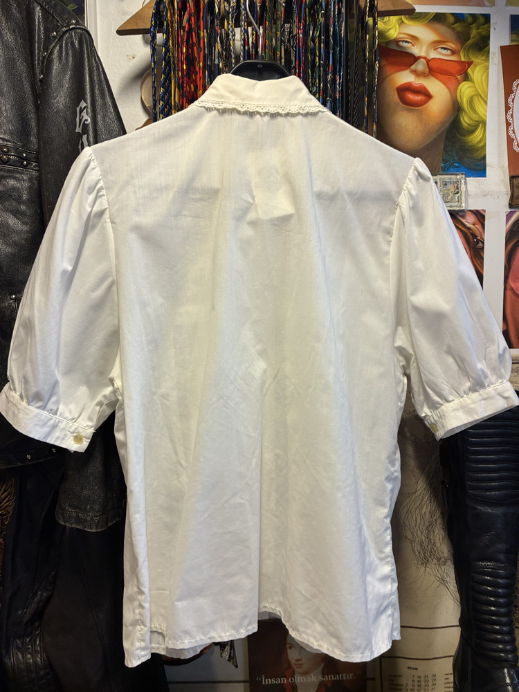 60's White Lace Details Shirt