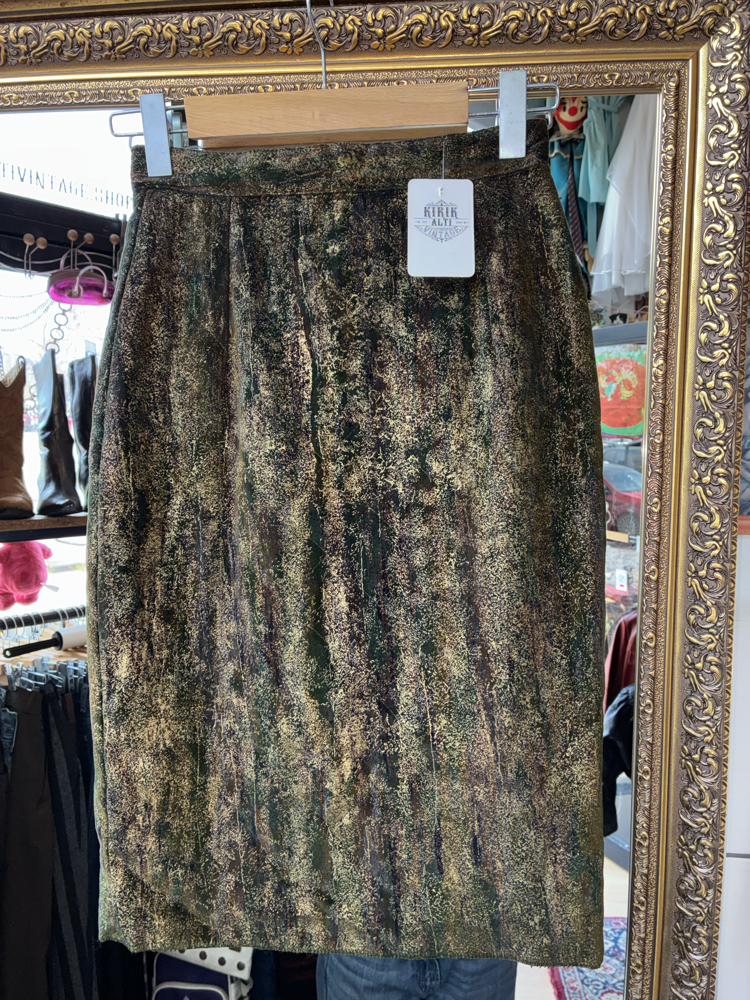 Mixed Green Velvet Skirt