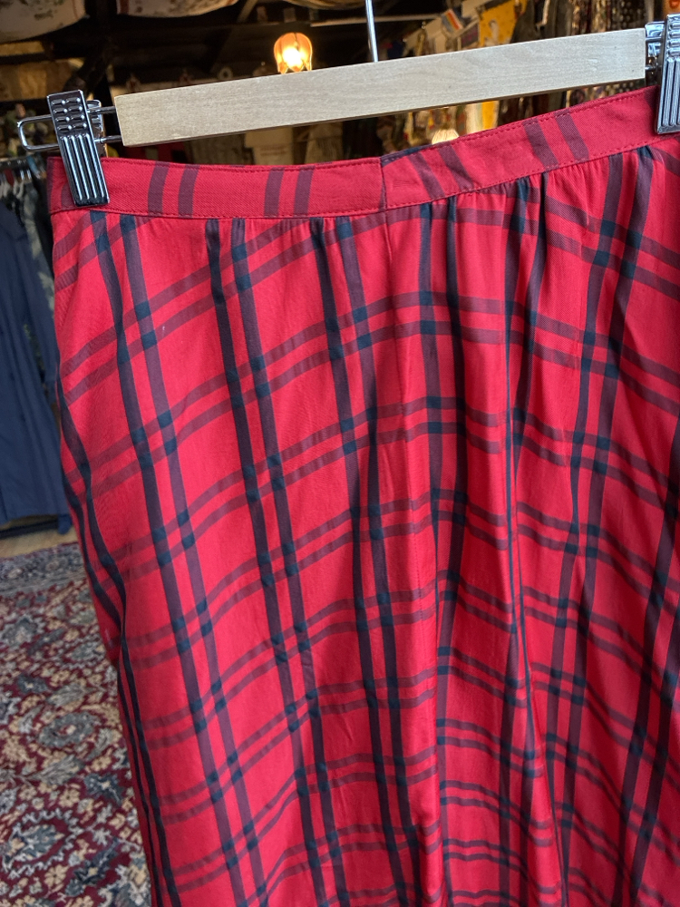 90’s Red Plaid Maxi Skirt