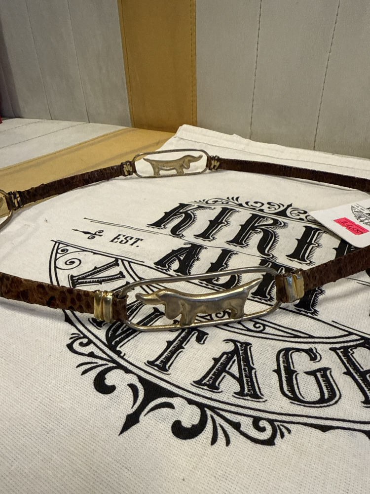 Golden Dog Buckle Leather Belt