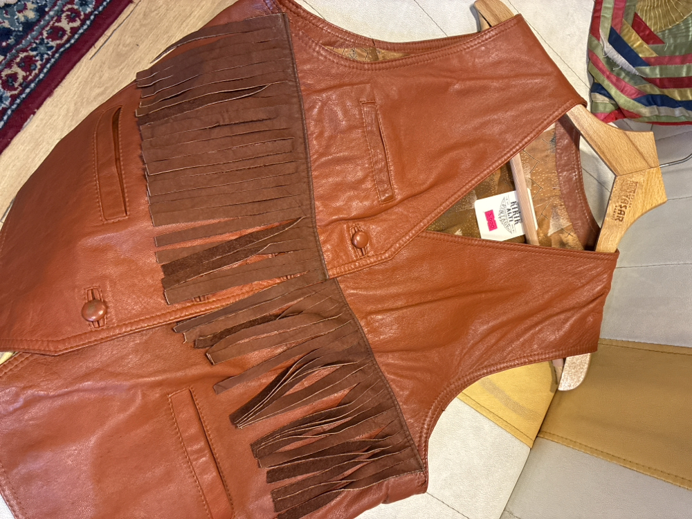 Rust Fringe Leather Western Vest