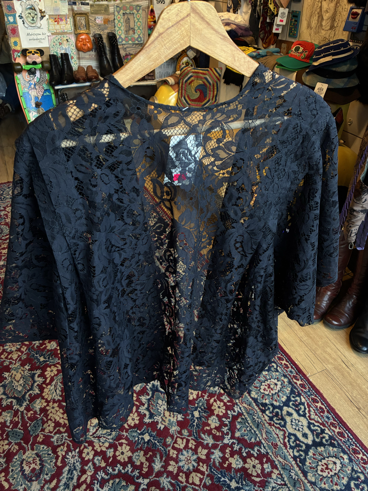 Sheer Lace Open-Front Top