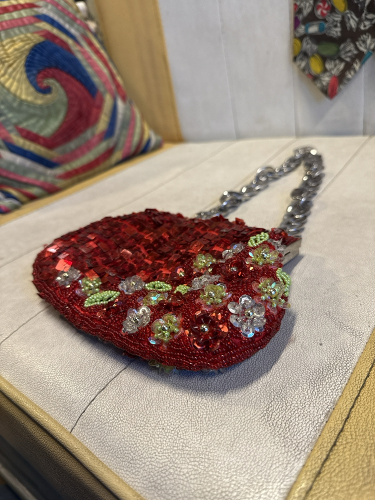 Y2K Beaded & Sequined Red Chain Bag
